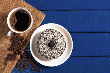 Chocolate donut and coffee