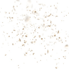 Golden confetti out of focus isolated on white background. EPS 10 vector