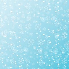 Fototapeta na wymiar Vector winter Christmas seamless pattern with snowflakes on blue background. Winter backdrop or layout design