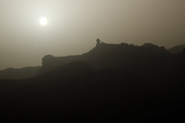 Roque Nublo at dawn. The Nublo Rural Park. Tejeda. Gran Canaria. Canary Islands. Spain.