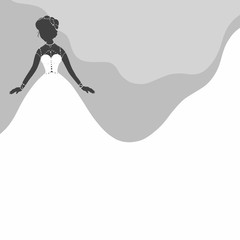 Silhouette of an elegant bride in a long white dress