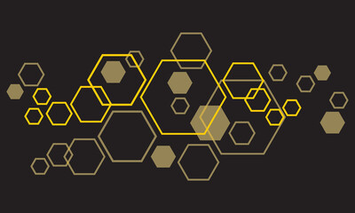 Yellow hexagon on black background © Vectoro