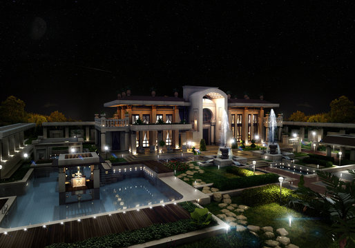 classic luxury  villa - 3d rendering