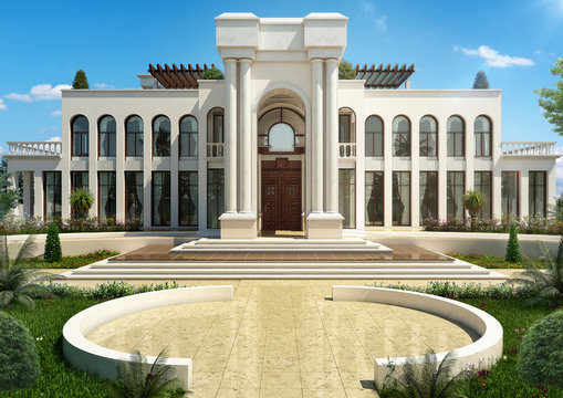 classic luxury  villa - 3d rendering