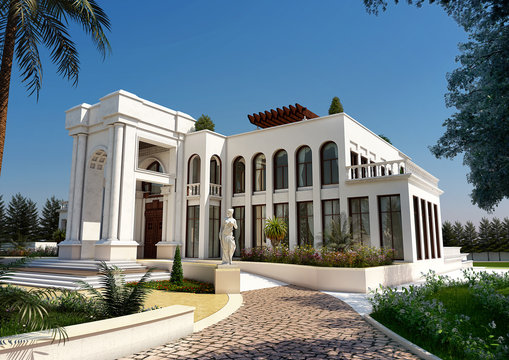 classic luxury  villa - 3d rendering