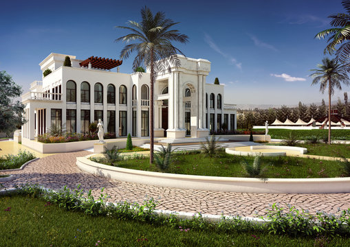 classic villa - 3d rendering and design 