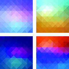 Set of abstract color vector background with triangles and geometric