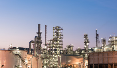 Oil Industry Refinery factory at twilight