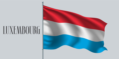 Luxembourg waving flag on flagpole vector illustration