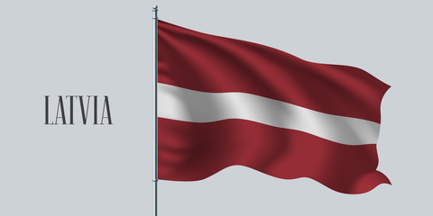 Latvia waving flag on flagpole vector illustration