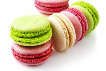 French macaroni cookies isolated on white