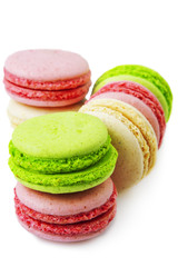 French macaroni cookies isolated on white