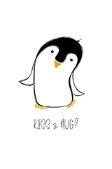 Love Card With Cute Penguin.