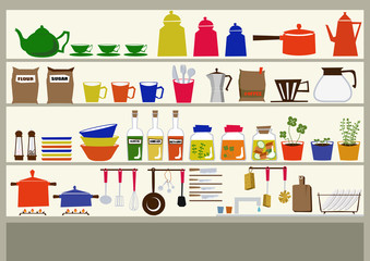 キッチン用品のイメージ。クリップアート。道具。日用品。