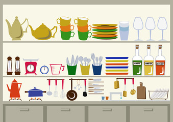 キッチン用品のイメージ。クリップアート。道具。日用品。
