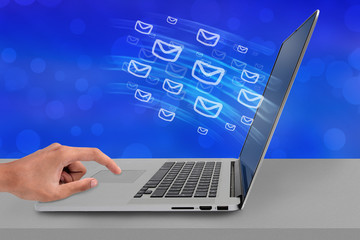 Fototapeta na wymiar Concept of sending e-mails from your computer