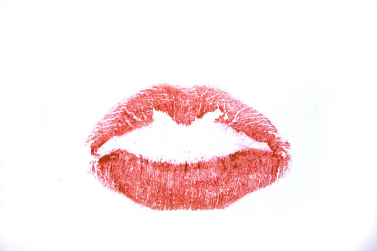 Lipstick Lip Print on White Paper Close Up