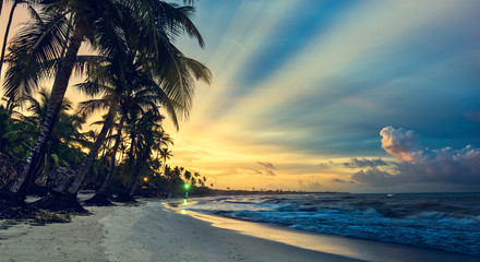 beautiful sunset sea Caribbean Dominican Republic