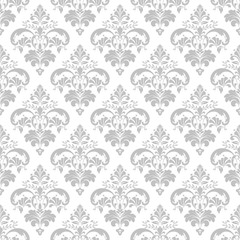 Wallpaper in the style of Baroque. A seamless vector background. Gray and white texture. Floral ornament. Graphic vector pattern.