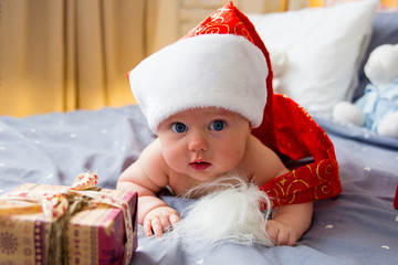 Baby in a christmas hat