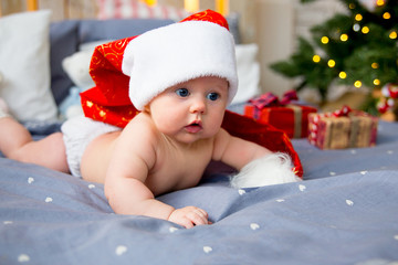 Baby in a christmas hat