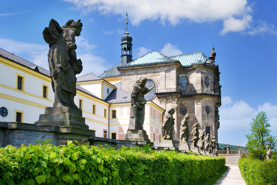 complex of baroque hospital from 1692 with M.B. Braun statues, Kuks, East Bohemia, Czech Republic