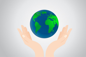 Hand with earth globe