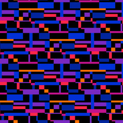 Geometric vector block stripe background. Dynamic pattern with squares and stripes. Neon color pattern.