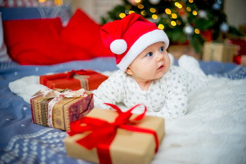 Baby in a christmas hat