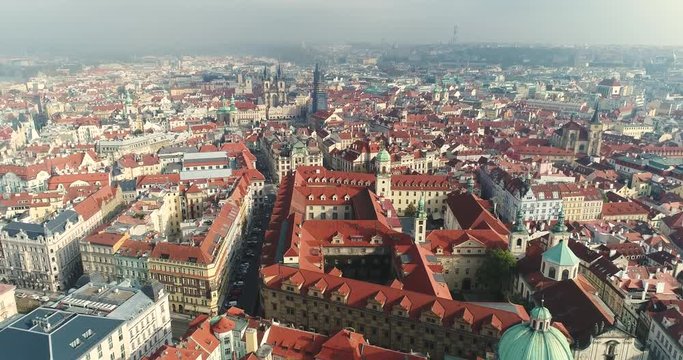 Panoramic view from above on the Prague Castle, aerial of the city, Old Town, Prague