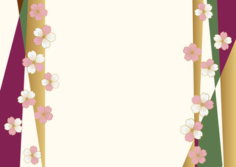 和柄の壁紙。フレーム素材。桜の花のフレーム。春の背景素材。