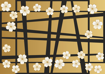 和柄の壁紙 フレーム素材 桜の花のフレーム 春の背景素材 Wall Mural Tomoko Arakawa