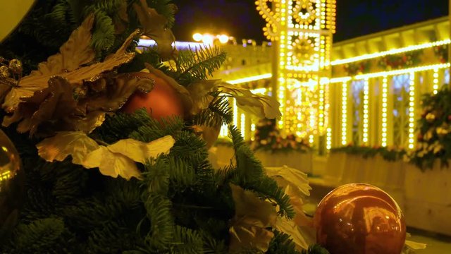 Christmas and New Year decoration (balls and ornaments) in the city