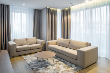 Modern Interior of the guest room in the apartment..