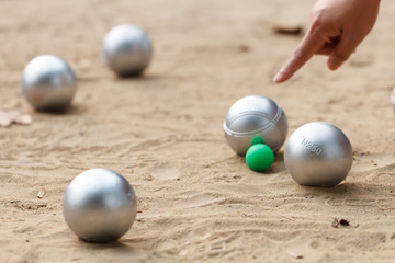 boule ball or petanque in match
