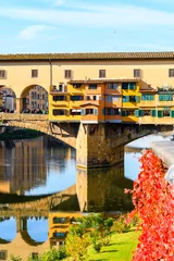 Papier Peint photo Ponte Vecchio célèbre pont ponte vecchio de florence aux beaux jours