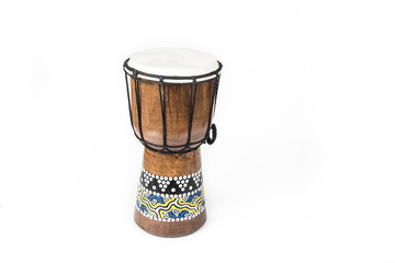Handmade Djembe drum on the white background