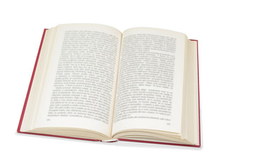 Opened old book on the white background