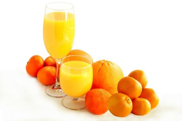 mandarines and orange juice as drink