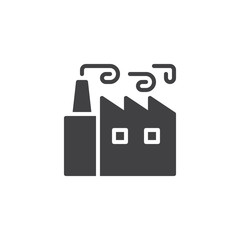 Factory building icon vector, filled flat sign, solid pictogram isolated on white. Symbol, logo illustration