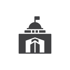 City hall building icon vector, filled flat sign, solid pictogram isolated on white. Capitol symbol, logo illustration