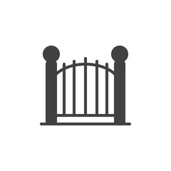 Decorative gate icon vector, filled flat sign, solid pictogram isolated on white. Park fence symbol, logo illustration