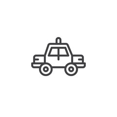 Police car line icon, outline vector sign, linear style pictogram isolated on white. Symbol, logo illustration. Editable stroke