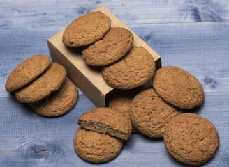 Baked meal concept. Oatmeal biscuits as tasty pastry