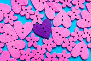 Heart shaped and flower shaped buttons 