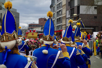 Traditional parade at Rose Monday (Rosenmontag) on the streets of Cologne, Germany; during famous...