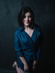 Beautiful brunete women portrait on dark background