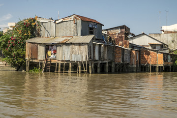 Water stilt house Mekong delta Ben Tray vietnam