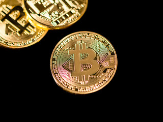 Bitcoin on black background