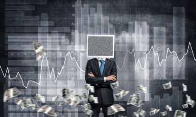Businessman with monitor instead of head.
